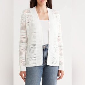 Cyrus Open Stitch Cardigan 100% Viscose White Size Small New With Tags‎